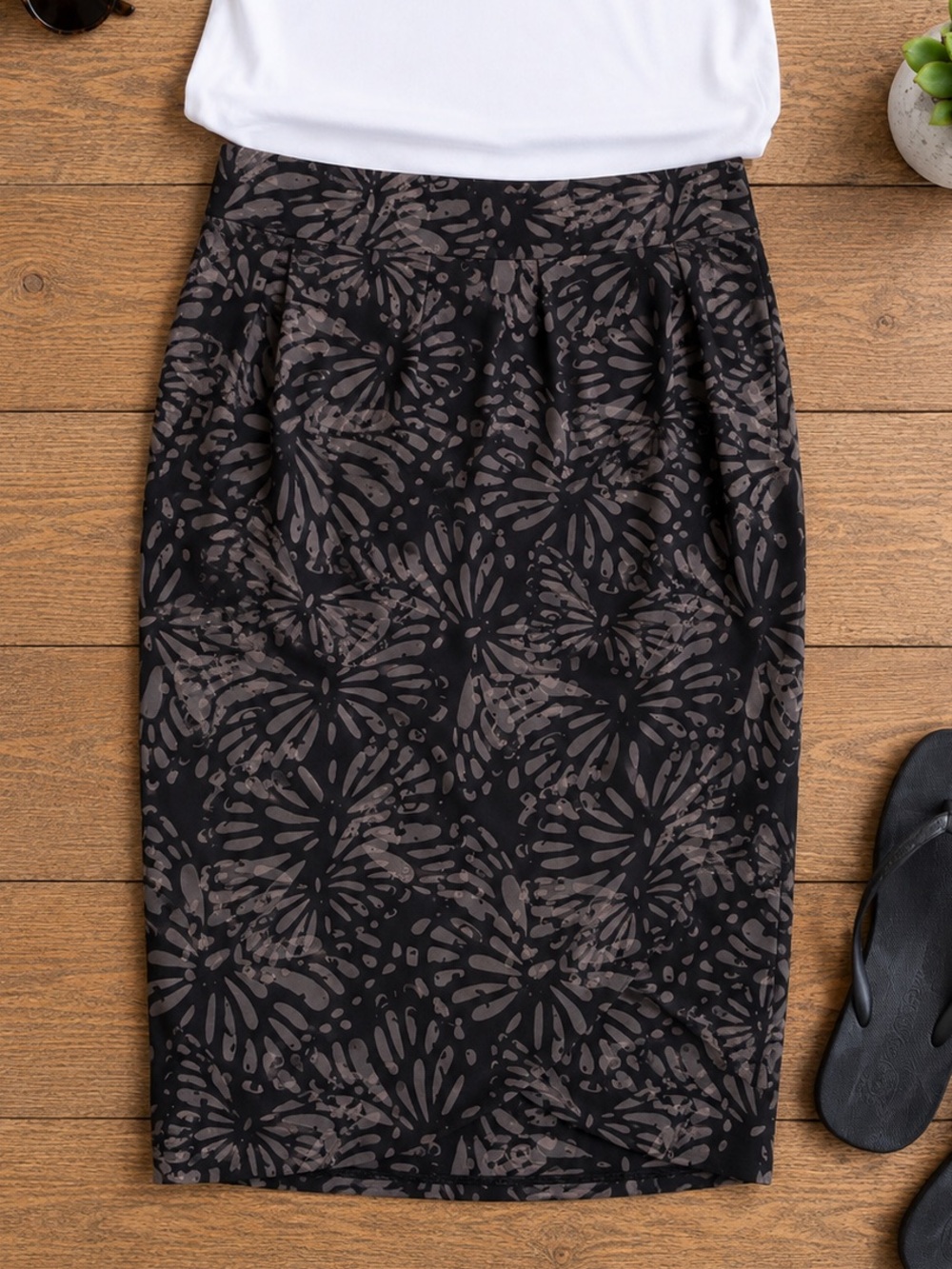 RipSkirt Hawaii Length 3 Wrap Skirt Shibori Charcoal Women’s Size XL Travel